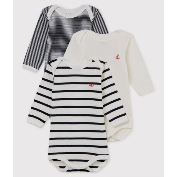 Petit Bateau Langarmbody Bio 3er Set Maritim