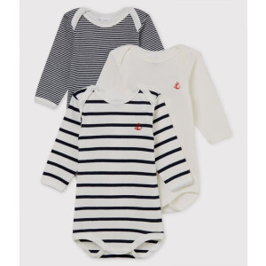 Petit Bateau Langarmbody Bio 3er Set Maritim