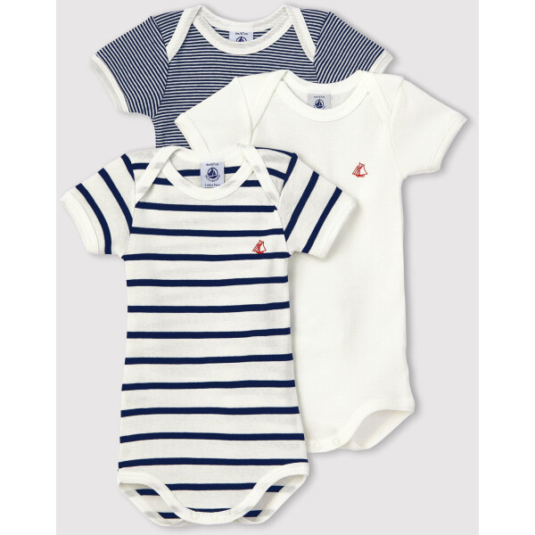 Petit Bateau Kurzarmbody 3er Set Maritim Biobaumwolle