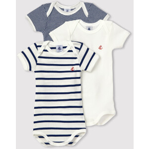 Petit Bateau Kurzarmbody 3er Set Maritim Biobaumwolle