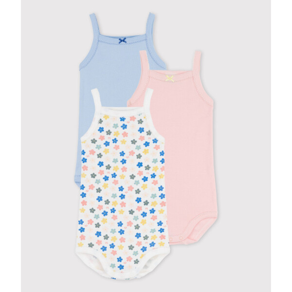 Petit Bateau Body ohne Ärmel 3er Set Blümchen