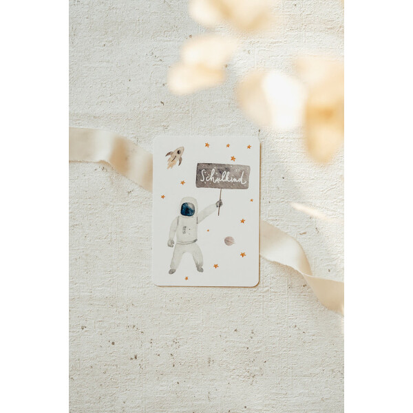 Linda Mundo Postkarte "Schulkind" mit Umschlag Astronaut