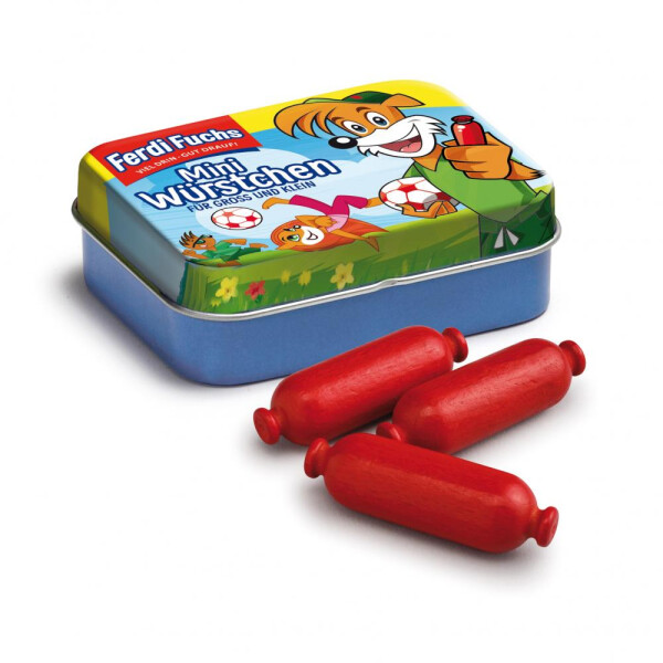 Erzi Ferdi Fuchs Miniwürstchen aus Holz in der Dose