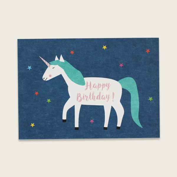Ava & Yves Postkarte mit Umschlag Happy Birthday Einhorn