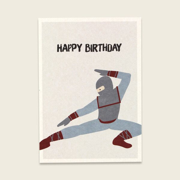 Ava & Yves Postkarte mit Umschlag Happy Birthday Ninja