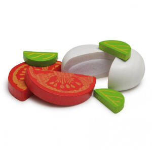 Erzi Mozzarella und Tomate aus Holz in der Dose