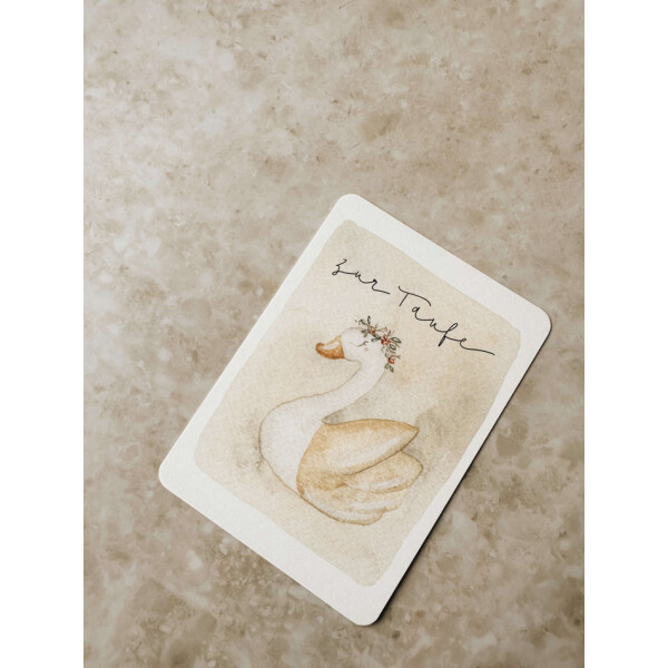 Linda Mundo Postkarte "Zur Taufe" Schwan mit Umschlag