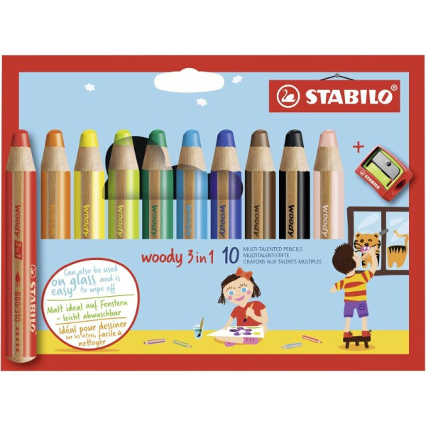 Stabilo Woody 10er Stifteset mit Spitzer