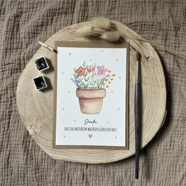 MitPinselundLiebe Postkarte Erzieher Danke, dass du uns beim Wachsen geholfen hast