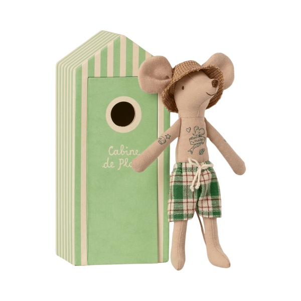 Maileg Strandmaus Papa in Cabin de Plage