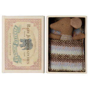 Maileg Sleepy wakey baby Maus in Streichholzschachtel Rose