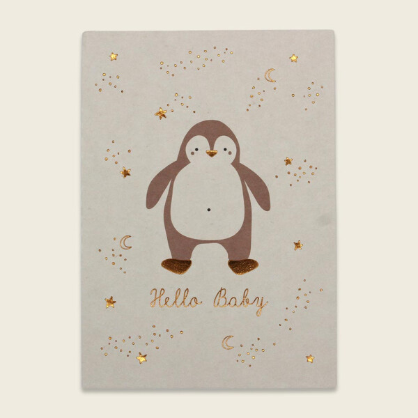 Ava & Yves Postkarte Pinguin Hello Baby mit Umschlag