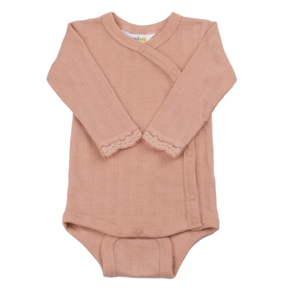 Joha Wickelbody Langarm Wolle/Seide Peach Spitze