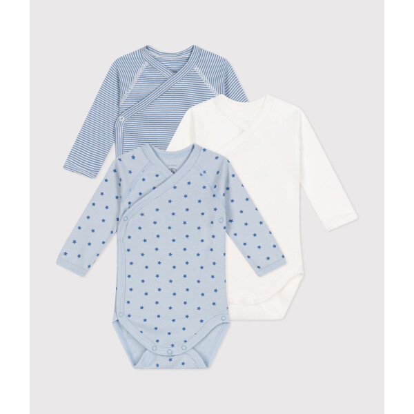 Petit Bateau Wickelbody Langarm Sternchen 3er Set Biobaumwolle