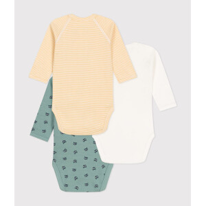 Petit Bateau Wickelbody Langarm Waschbär 3er Set...