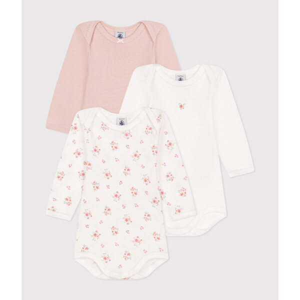 Petit Bateau Langarmbody 3er Set Blümchen Bio