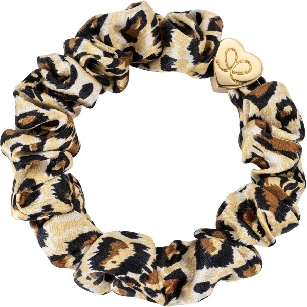 By Eloise Haargummi Gold Heart Leopard Scrunchie