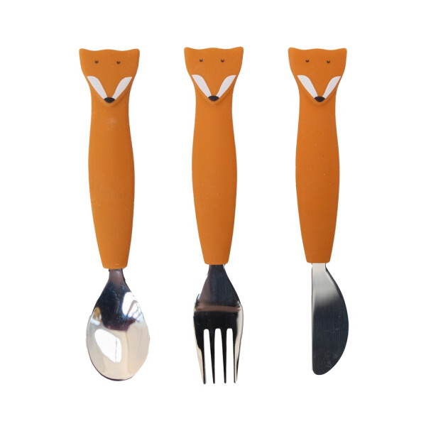 Trixie Kinderbesteck Set aus Silikon 3-teilig - Mr. Fox