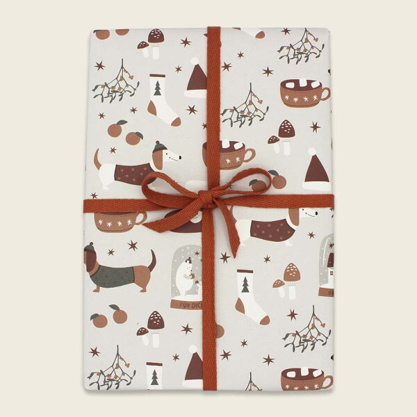 Ava & Yves Geschenkpapierbogen Dackel Hygge