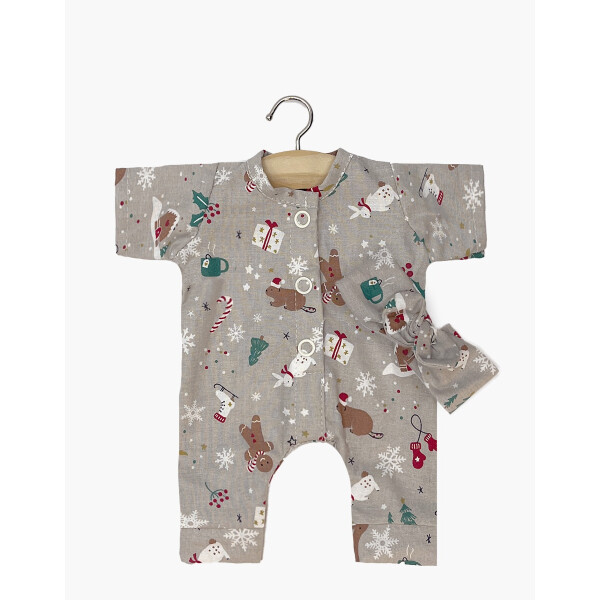Minikane Weihnachtlicher Overall mit Stirnband  für Babypuppen 28cm