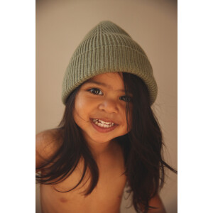 hvid Beanie Fonzie Kinder Merinowolle
