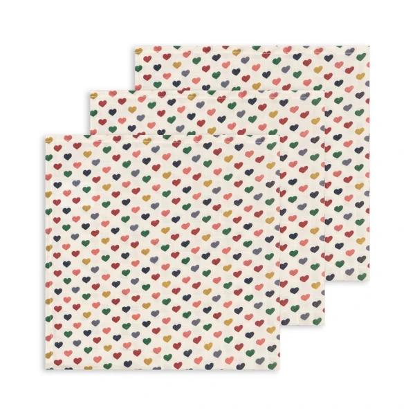 Konges Sløjd Musselin-Spucktücher 3er Set Coeur Coloré