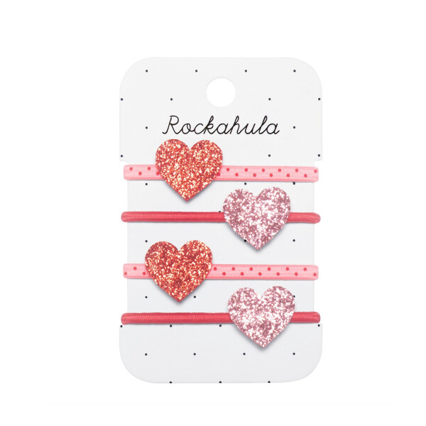 Rockahula Haargummiset 4 Stück Love Heart Glitter