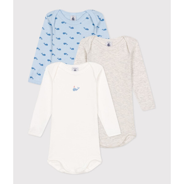 Petit Bateau Langarmbody 3er-Set mit Wal