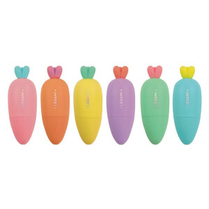 Legami Mini-Textmarker 6er Set Möhre Carrate Team