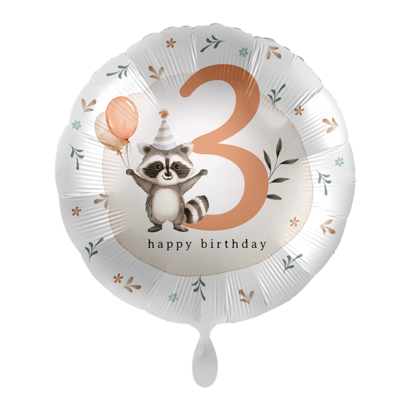 Premioloon Ballon 3. Geburtstag Waschbär