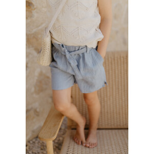 Leevje Leinenshorts clear blue mit Gürtel