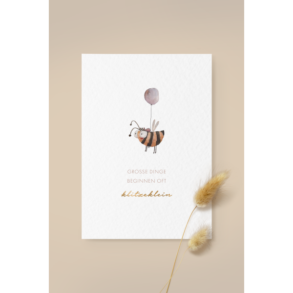 Leevje Postkarte Hummel klitzeklein