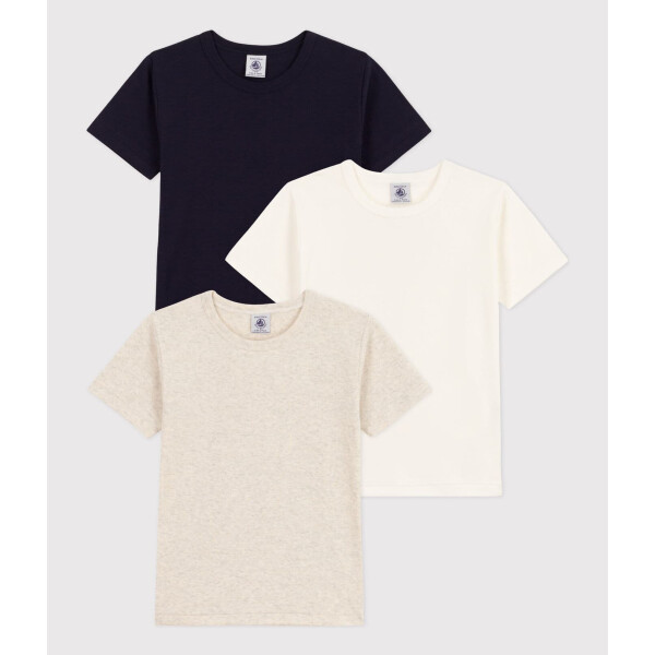 Petit Bateau 3er-Set einfarbige kurzärmelige Baumwoll-T-Shirts