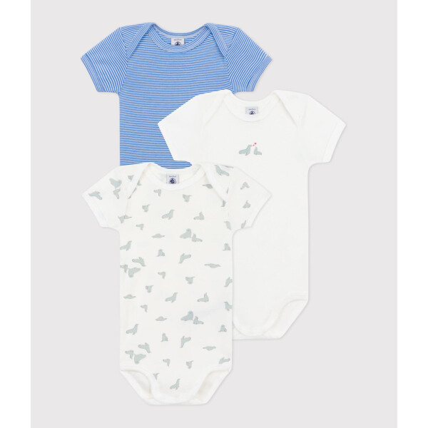 Petit Bateau Kurzarmbody 3er Set Robbe Biobaumwolle