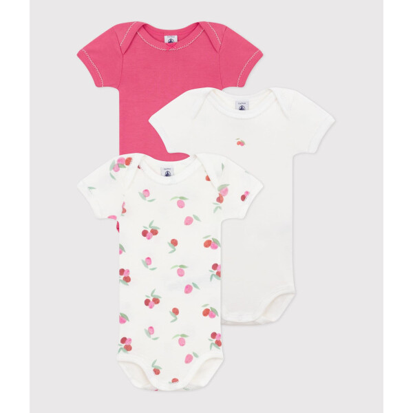 Petit Bateau Kurzarmbody 3er Set Kirschen Biobaumwolle