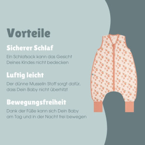 Emma&Noah Musselin-Schlafsack mit Füßen Aprikose 0.5 TOG