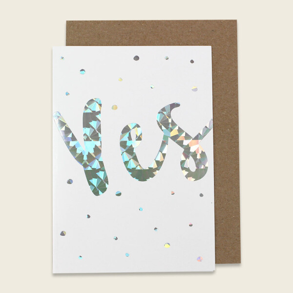 Ava & Yves Postkarte mit Umschlag Yes! Hochzeit Hologramm