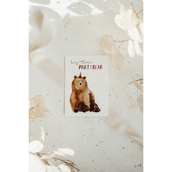 Linda Mundo Postkarte "Hey there Partybear" mit Umschlag