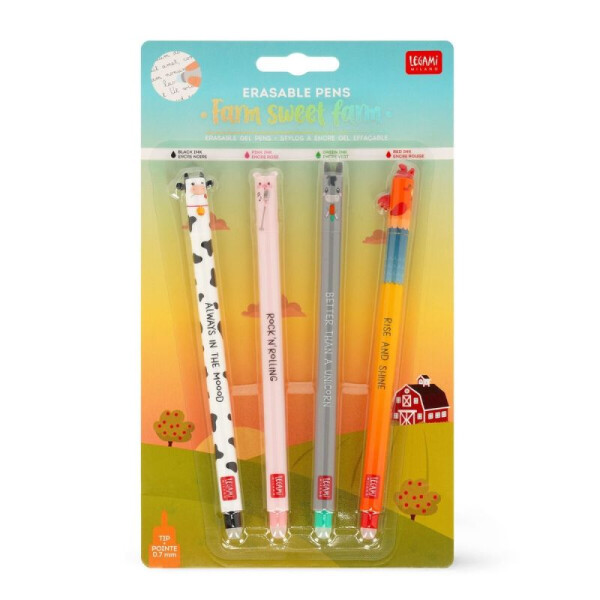 Legami Radierbarer Gelstift - Erasable Pen 4er Set Farm Sweet Farm *Limited Edition*