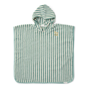 Little Dutch Poncho Seashells and Stripes Surf Green