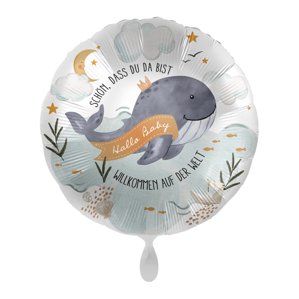 Premioloon Ballon "Schön, dass du da bist" Wal