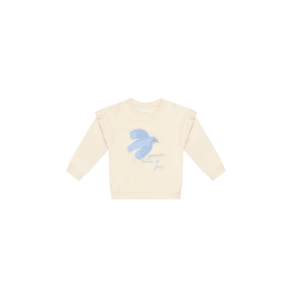 Leevje  Oversized Sweatshirt Peace, Love and Joy mit Rüschendetails