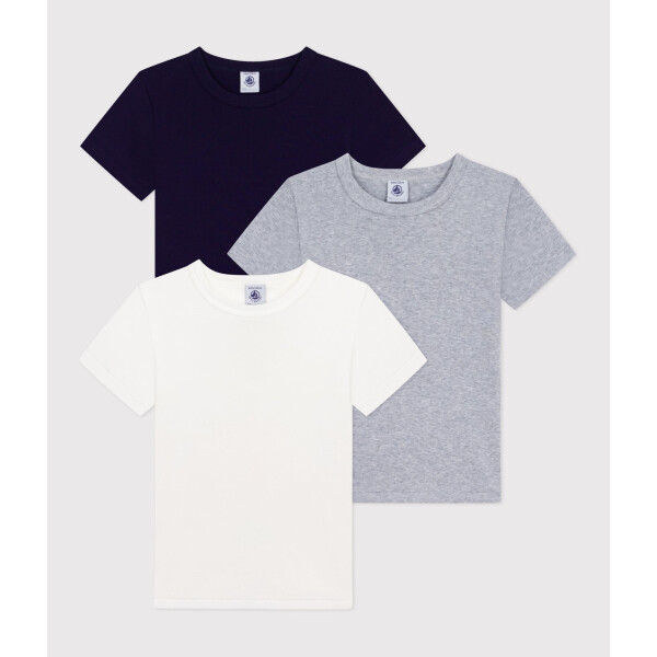 Petit Bateau 3er-Set einfarbige kurzärmelige Baumwoll-T-Shirts