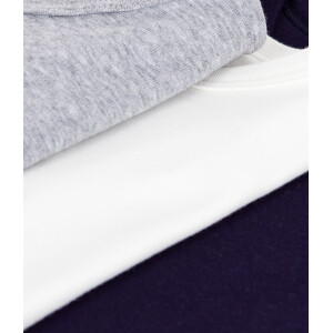 Petit Bateau 3er-Set einfarbige kurzärmelige Baumwoll-T-Shirts