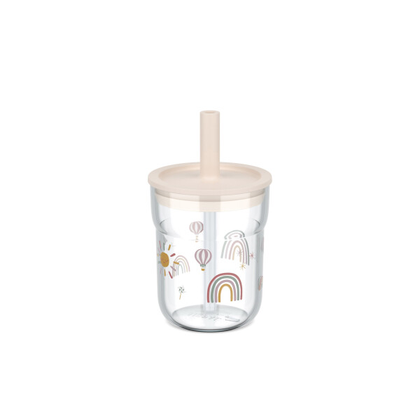 Mepal Mio Kinder Trinkglas mit Strohhalm 250ml Sunsshine & Rainbow