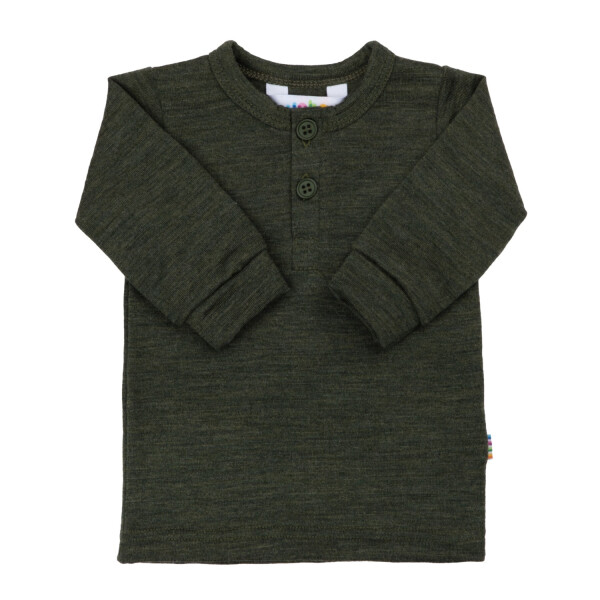 Joha Longsleeve Merinowolle mit Knopfleiste Moosgrün