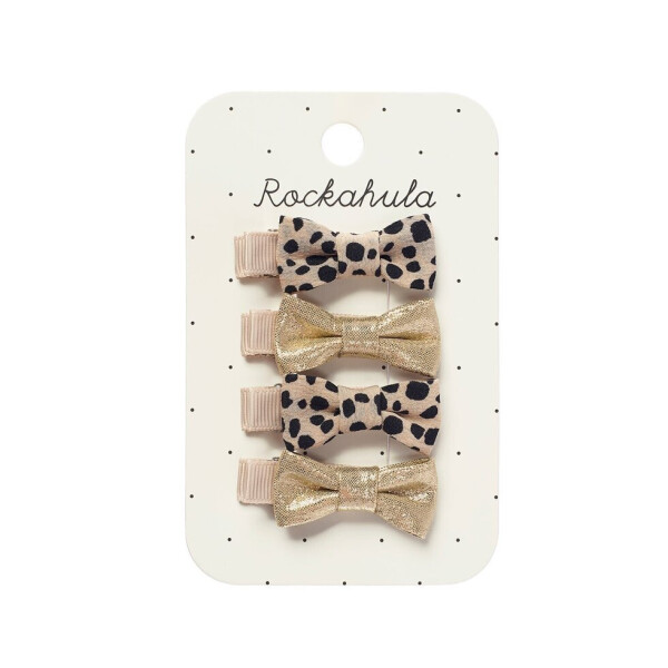 Rockahula Haarspangen 4 Stück Leopard Shimmer Mini Bow Clip Set