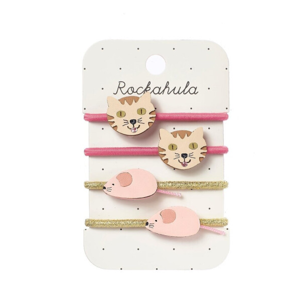 Rockahula Haargummi 4 Stück Tabby Cat and Mouse