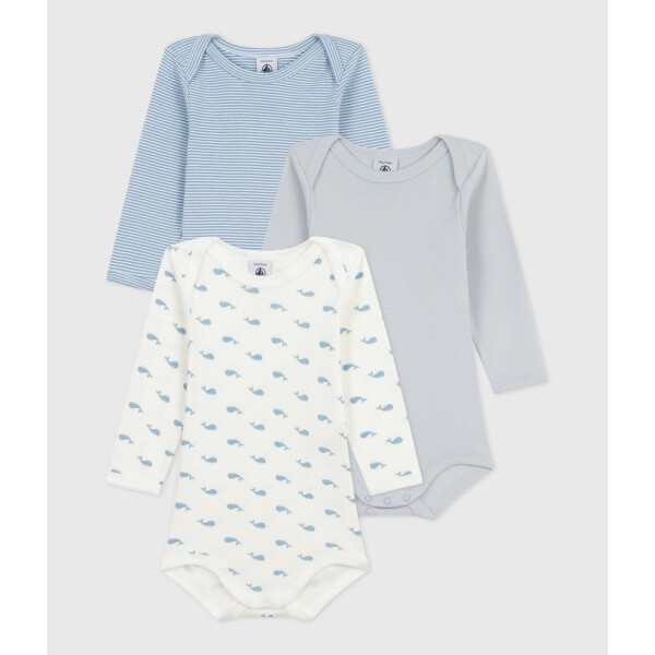Petit Bateau Langarmbody Bio 3er Set mit Walmotiv