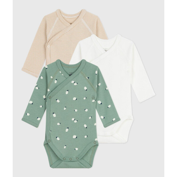 Petit Bateau Wickelbody Langarm Bio 3er Set Schafe